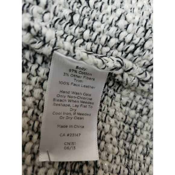 Talbots ~Woman M~ White/Black, Silver Strips Cardigan Sweater Knit Zip-Up Jacket - Picture 12 of 12